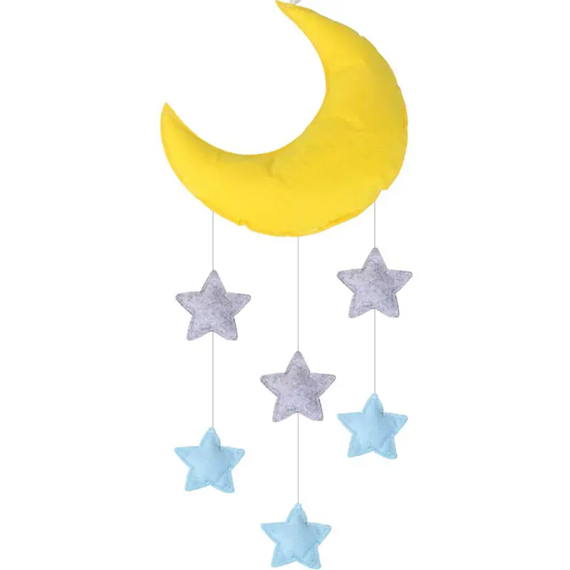 Móvil para cuna de bebé, fieltro, Luna y estrellas, decoración colgante de techo para habitación de niños