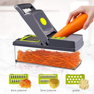 16 in 1 sebze dilimleme kesici ile 8 bıçak soğan sebze doğrayıcı kesici patates domates havuç temizleme butonu ile - Product Image 3