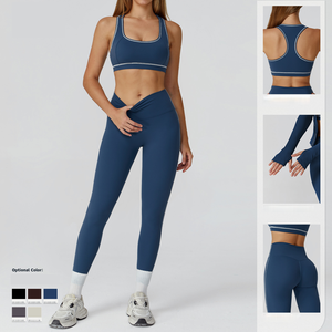 Wojieer Biểu Tượng Tùy Chỉnh Al Yoga Trang Phục Nhà Sản Xuất Phù Hợp Với 3 Mảnh Phụ Nữ Thời Trang Thiết Lập Cho Phòng Tập Thể Dục Mặc Yoga <span class=keywords><strong>Set</strong></span> Cho Phụ Nữ - Product Image 3