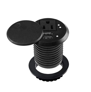 2 Inch Hole Desk Grommet US <strong>Power</strong> <strong>Outlet</strong> Recessed Socket with 1 AC <strong>Outlets</strong> and 2 USB with <strong>Rotation</strong> Cover / Round Mini Socket - Product Image 3
