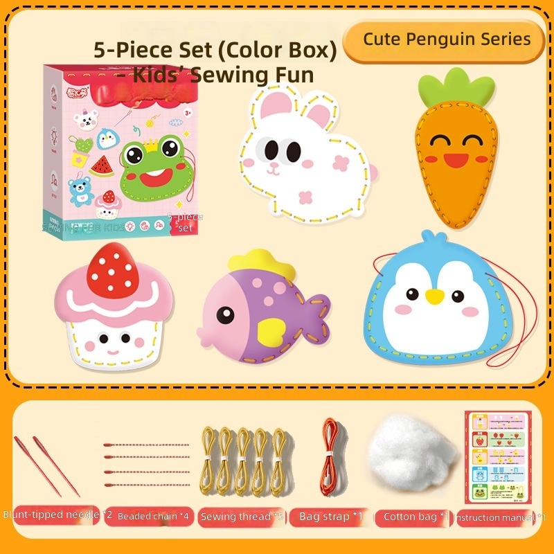 Versión china - Caja de regalo - Set de 5 piezas - Serie Pingüino - Accesorio ba