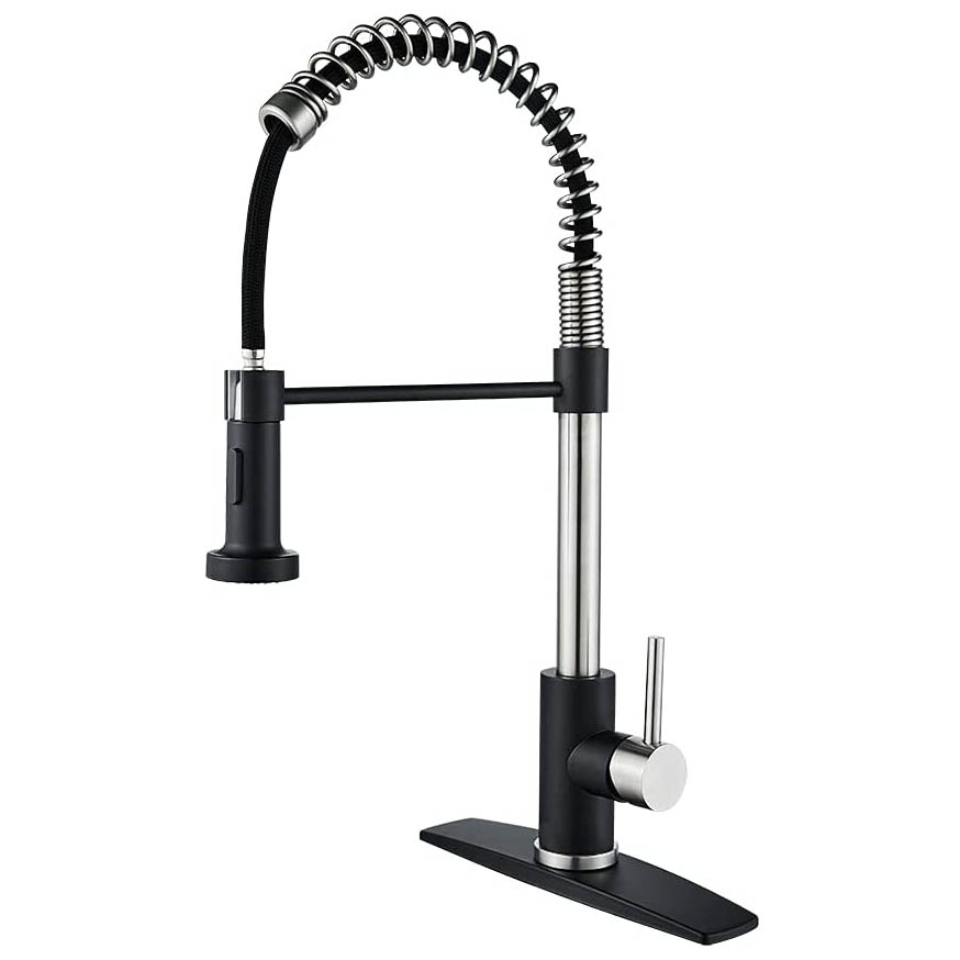 Robinets de cuisine avec plaque Noir + Chrome