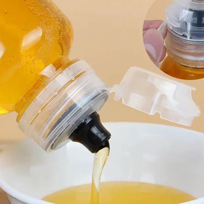 Botella de miel exprimible de 500g, botella de aceite de plástico de salsa transparente con tapa a prueba de fugas, tarro de Mascota