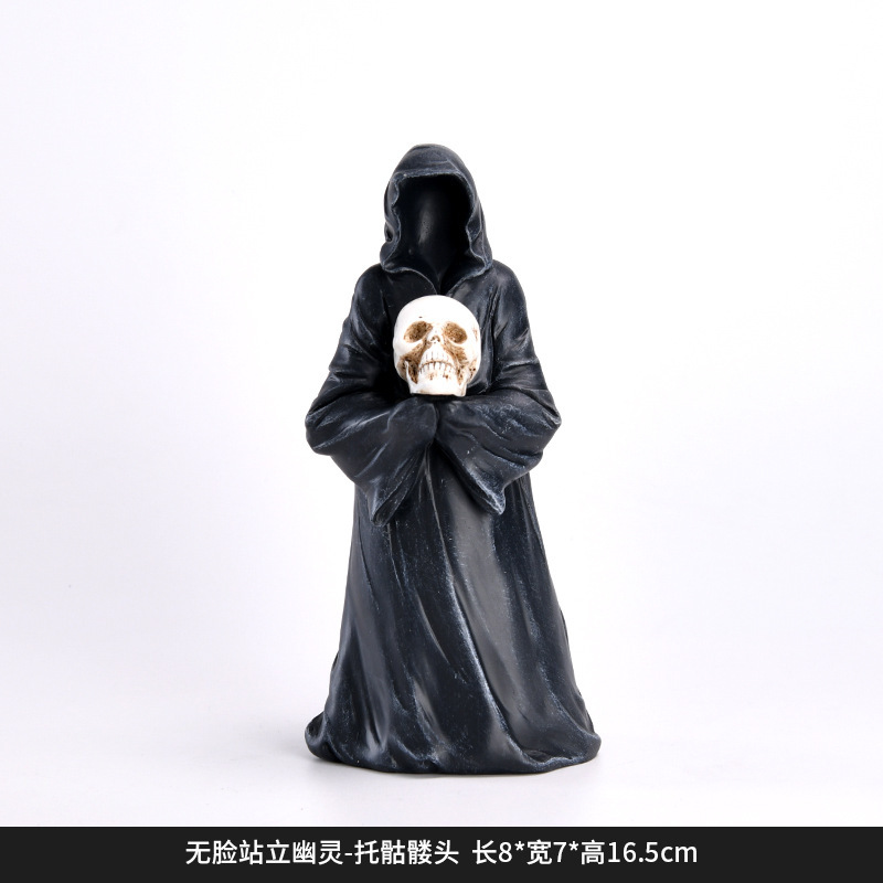 DY2236-1 Faceless Standing Ghost - Desktop Ornament with Skull