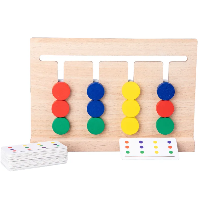 Montessori Wooden Learning Toys Slide Puzzle Color & Shape Matching Brain Teasers Logic Game Educationalchildren toys