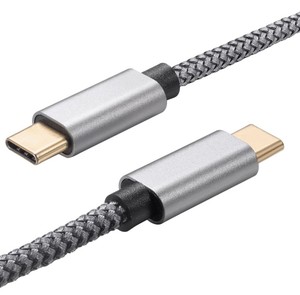 Venta directa de fábrica, Cable de carga de datos trenzado USB C a USB C chapado en oro de 3 pies con corriente de 3A