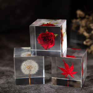 Tùy Chỉnh Nhúng Khô Hoa Nhựa Cube Cho Bàn Trang Trí 6 Sided Tăng Bên Trong <span class=keywords><strong>Acrylic</strong></span> Khối Chặn Giấy Kinh Doanh Quà Tặng Lưu Niệm - Product Image 5