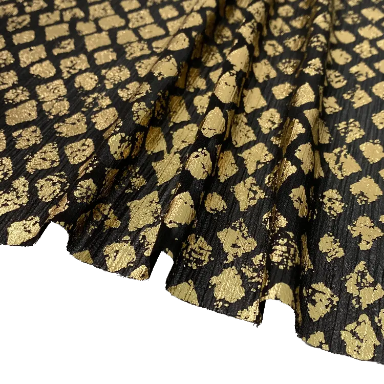 Harvest-tela de gasa con arrugas, tejido 100% poliéster 75d con diseño de diamante dorado brillante, para blusas, camisas y tops