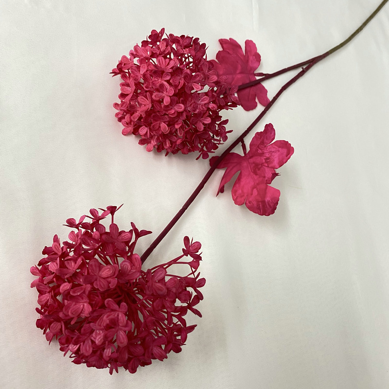 1 # 2 teste di ortensia in legno - rosso rosa