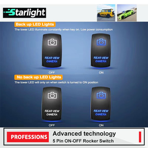 Su geçirmez SPST Rocker anahtarı 12V/24 için 4x4 araçlar mavi LED dikiz kamera geçiş anahtarı ARB Carling NARVA UTV uyar - Product Image 4