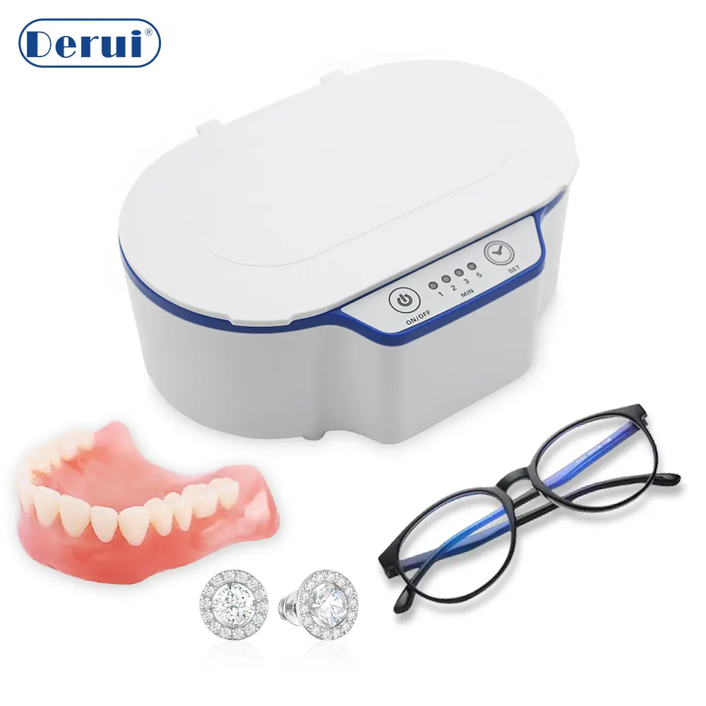ماكينة تنظيف أسنان صغيرة محمولة منزلية للمجوهرات والنظارات والأسنان بالموجات فوق الصوتية