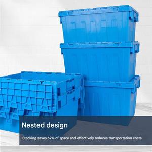 Prezzo di fabbrica cassa mobile in plastica attaccato coperchio contenitore contenitore di trasporto impilabile eco-friendly Trunover