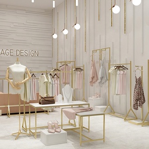 Boutique Store Design <strong>Nested</strong> <strong>End</strong> <strong>Table</strong> Set Clothes Rack Shop Fitting Gold Garment Rack Nesting Display <strong>Table</strong> - Product Image 3