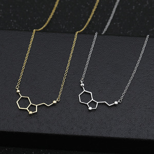 Cá nhân hoá tùy chỉnh kim loại giá rẻ dopamine phân tử Cấu trúc dây chuyền hợp kim hóa chất Mặt dây chuyền vòng cổ cho phụ nữ - Product Image 4