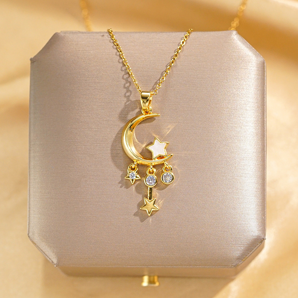 Star moon tassel necklace