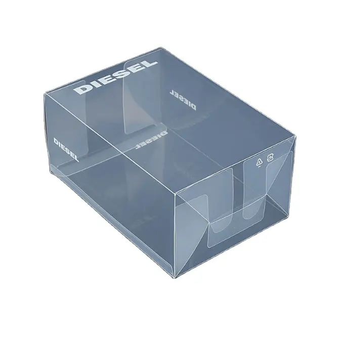 Kotak transparan dan semi transparan kustom, kotak kemasan PVC diagonal buram mudah terurai plastik