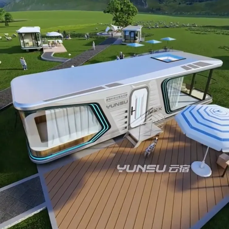 China YUNSU Montage Fertighaus Mobile 38 Square Modular Living Fertighäuser Luxus Kapsel haus