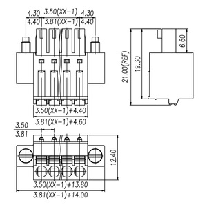 3.5mm Plug in Butt <strong>Terminal</strong> <strong>Block</strong> with Flange <strong>Fixing</strong> Frame FK-MCP 1,5-STF-3,5 EC350VM - Product Image 2