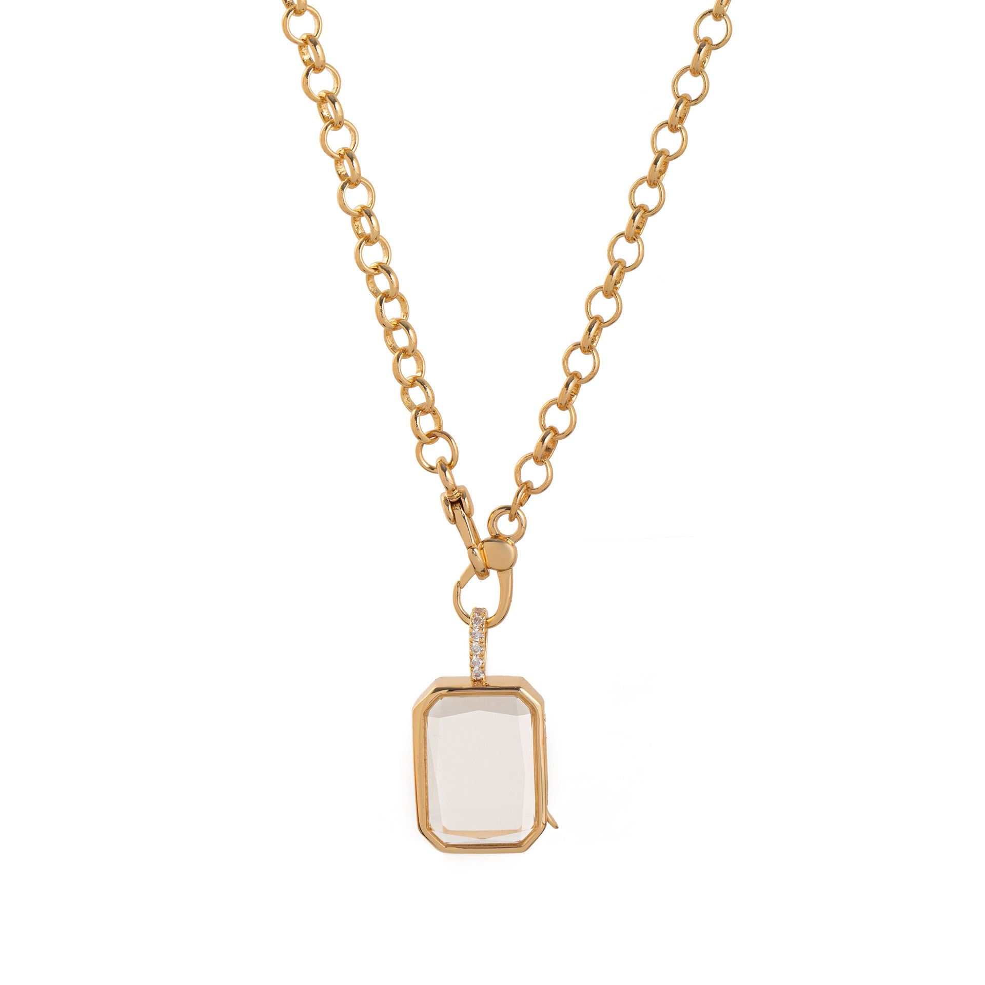 Collier boîte rectangulaire transparente