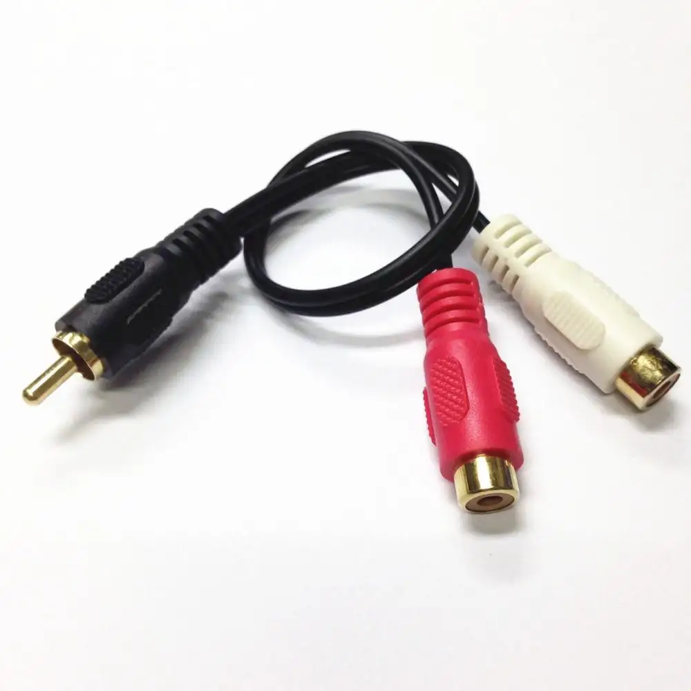 0.2 מטר באיכות גבוהה RCA Y מפצל 1 RCA זכר ל-2 RCA נקבה כבל מתאם שמע בציפוי זהב MOQ קטן