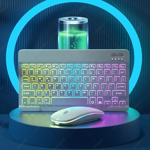 Teclado retroiluminado arcoíris para tableta Android, iOS, Windows, ratón, conjunto inalámbrico árabe, ruso, coreano, para iPad, nuevo