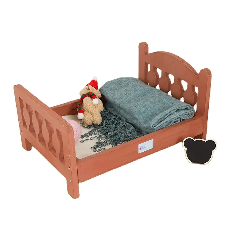 Студия Детская фотография Маленькая деревянная кровать реквизит новорожденный полная луна фото пособия с небольшой доской