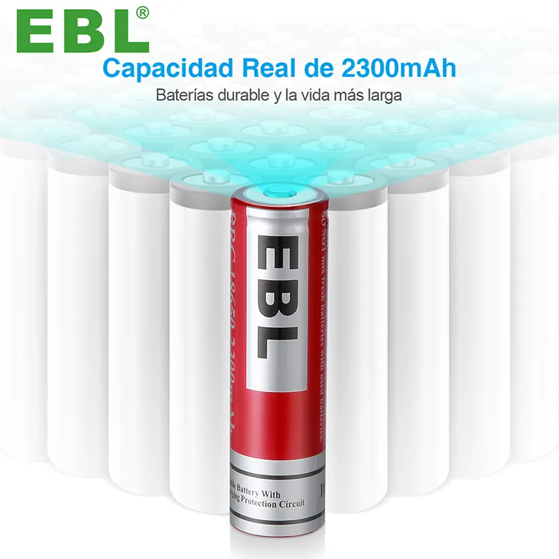 Bateria de Lítio recarregável EBL 18650 3.7v 2300mAh Li-ion para lanternas de brinquedo