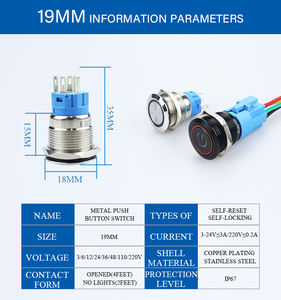 Impermeabile momentaneo chiusura a LED luce piccola Mini interruttore a pulsante 12/16/19mm in metallo interruttore a pulsante - Product Image 5