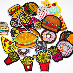 Mô hình mới Hamburger khoai tây chiên phim hoạt hình thêu vá cho ủi và tự làm quần áo vá - Product Image 4