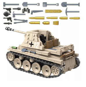 HW oyuncaklar 608 adet alman gelincik tankı modeli yapı taşı kendinden anti-tank silah ordu asker tuğla setleri