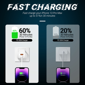 Evrensel QC3.0 PD USB hızlı şarj adaptörü iPhone Apple 16 için 30W tipi C şarj hızlı şarj abd ab İngiltere tak Cargador - Product Image 3