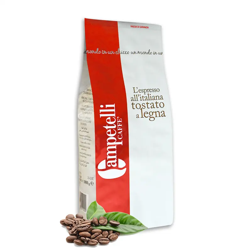 Café à grains entiers de la meilleure qualité italienne, café à grains entiers solide et lisse 1 Kg de grains en sachet caféine-Miscela Rossa
