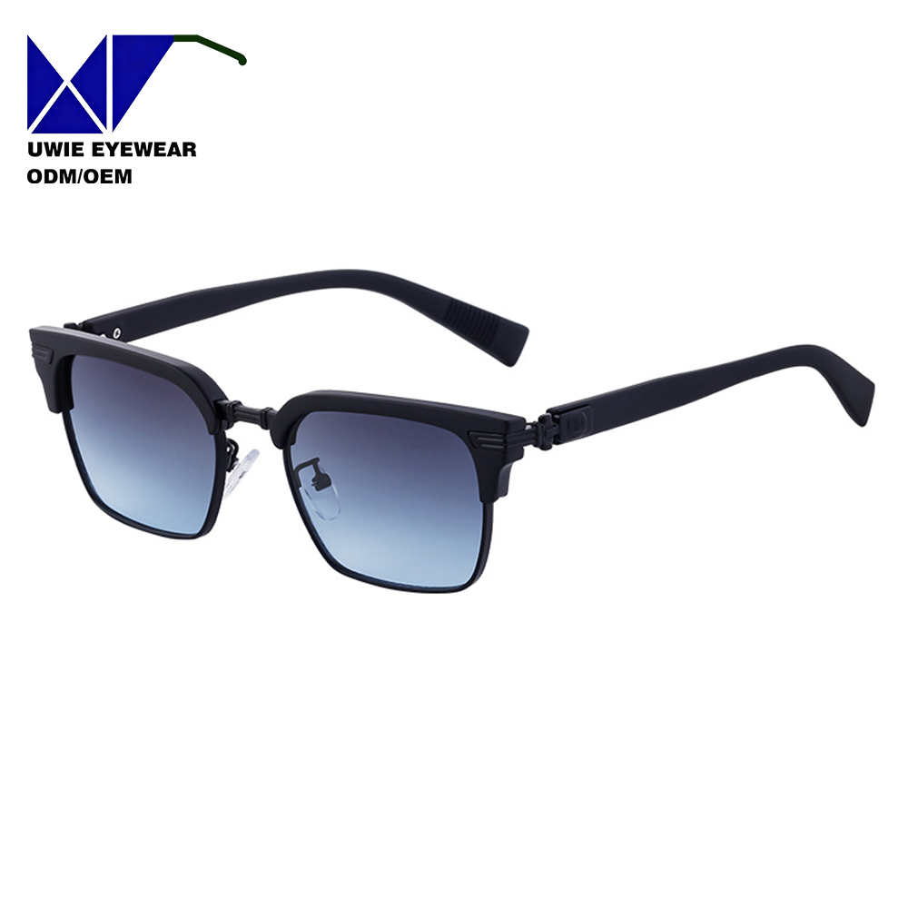 All-black frame with gradient gray lenses