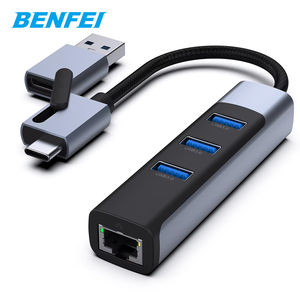 ปรับแต่งอะแดปเตอร์ USB to RJ45 ขนาด 1,000Mbps อะแดปเตอร์ USB C เป็นอีเธอร์เน็ตพร้อมฮับ USB 3.0 3 อัน - Product Image 1