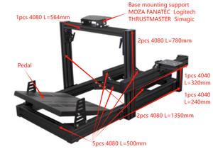 Aluminium Profiel 4080 Game Rijsimulator Stuur Sim Racestoel Sim Rig Diy Sim Sim Racing Cockpit Zonder Stoelbeugel - Product Image 4