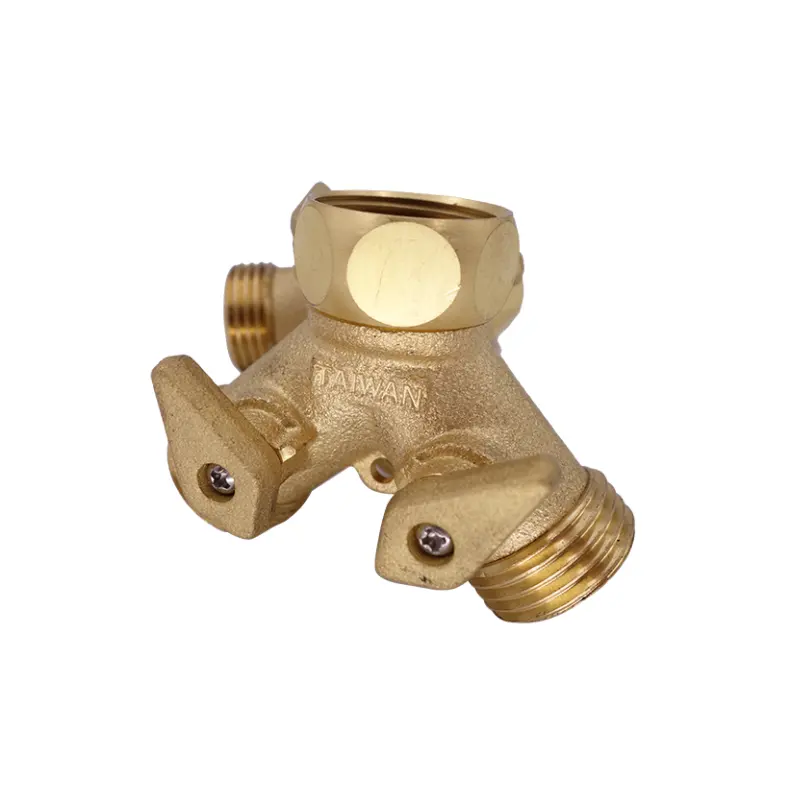 Brass No-Lead Lead Free intake water outlet external 80 PSI screwed NPT BSPT Garden Hose Splitter Slip Joint Nut With Washer