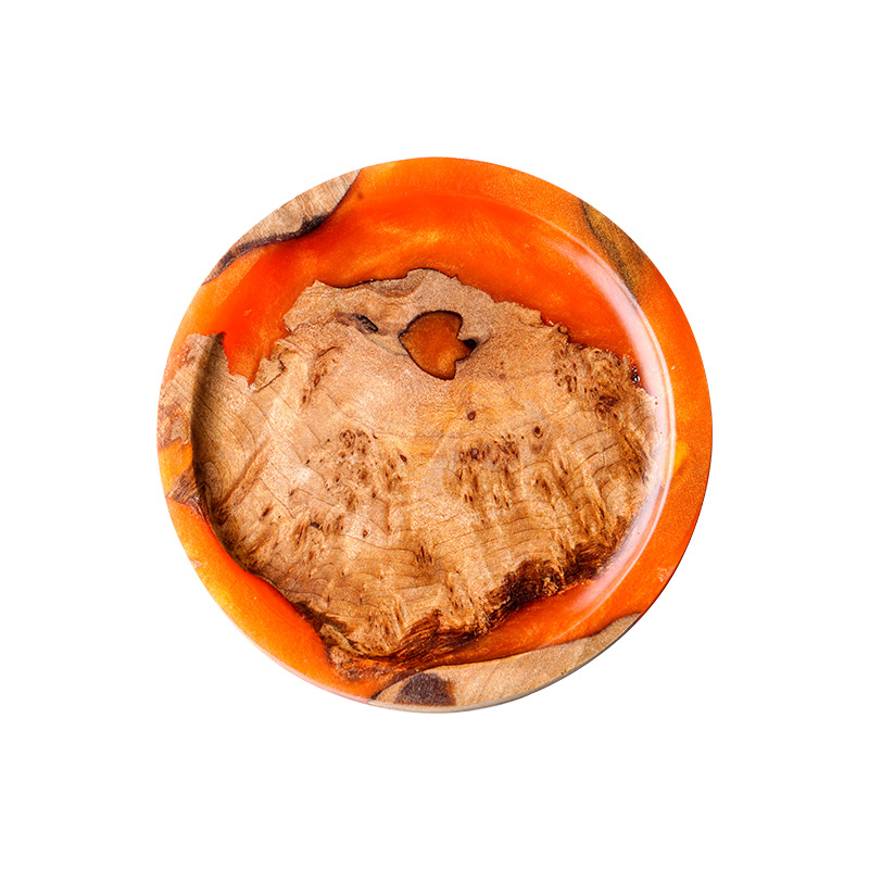 orange resin wood coaster