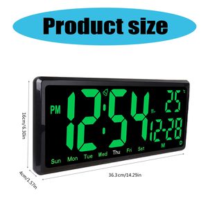 Grande orologio da parete digitale TEMP data settimana modalità notte orologio da tavolo 12/24H memoria spenta sveglia a LED per decorazioni per la casa - Product Image 6