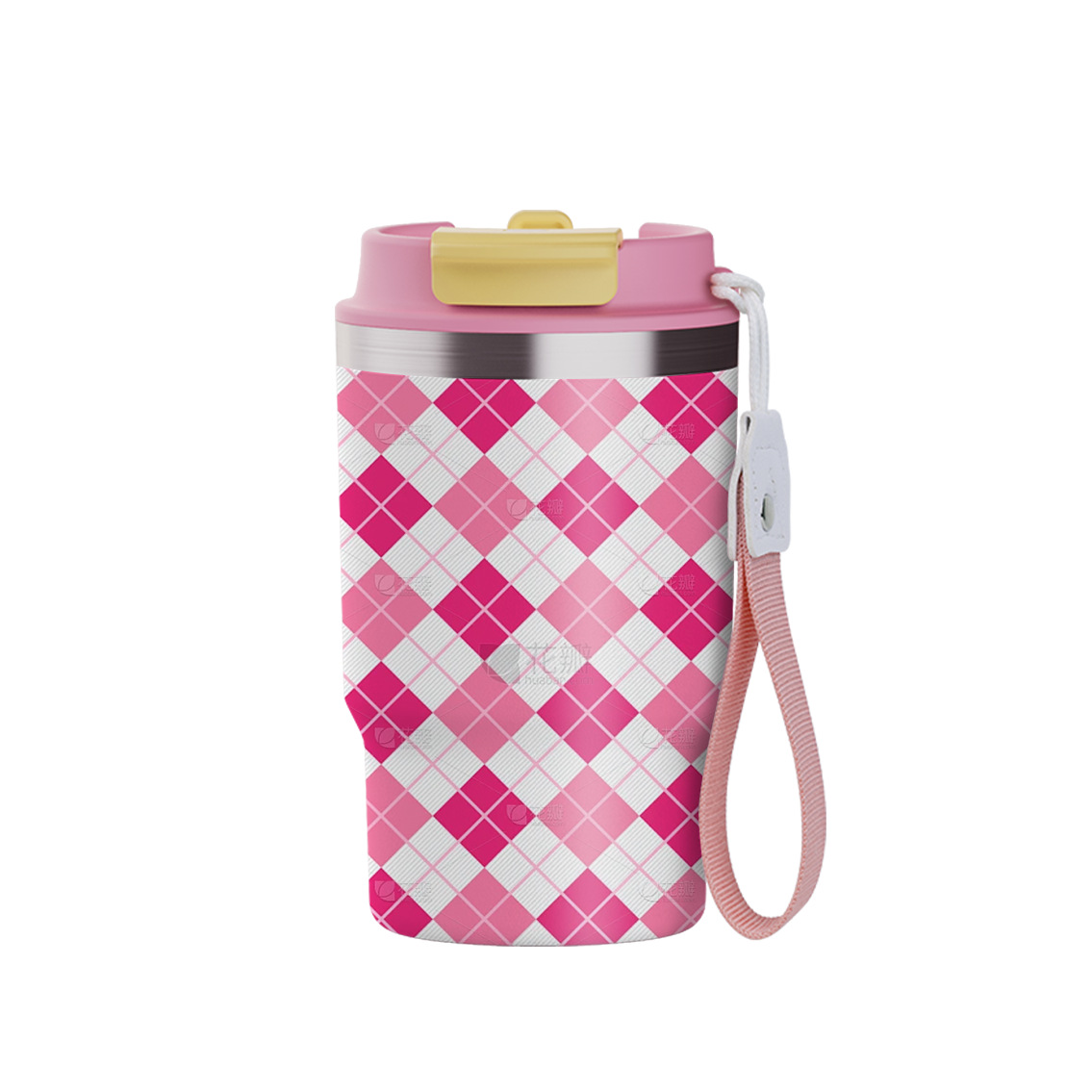 Double tasse numérique rose de café de boisson