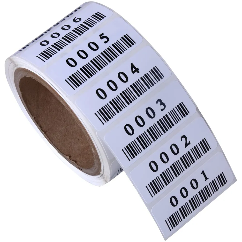 Personnalisé Étanche Oilproof Rouleau De Vinyle Impression Variable QR Code Numéro de Série Code À Barres UPC Étiquette Autocollant Pour Amazon
