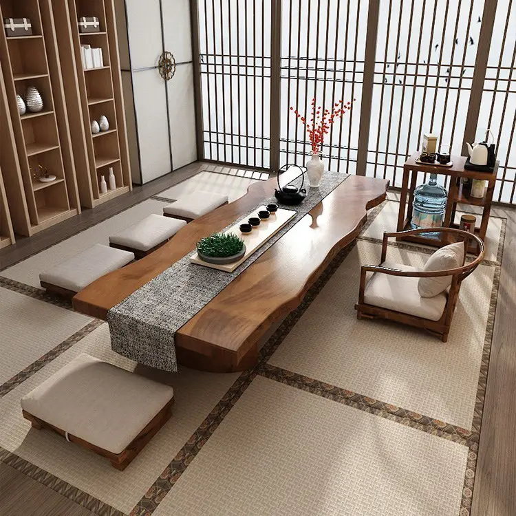 新しい中国風無垢材低コーヒーテーブル家庭学習コーヒーテーブル日本の畳レジャーティーテーブル