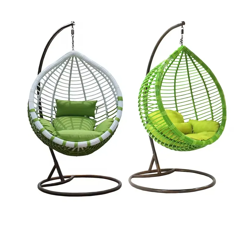 Groothandel Outdoor Europese Stijl Hangende Patio Rotan Schommel Nest Ei Stoel Met Standaard