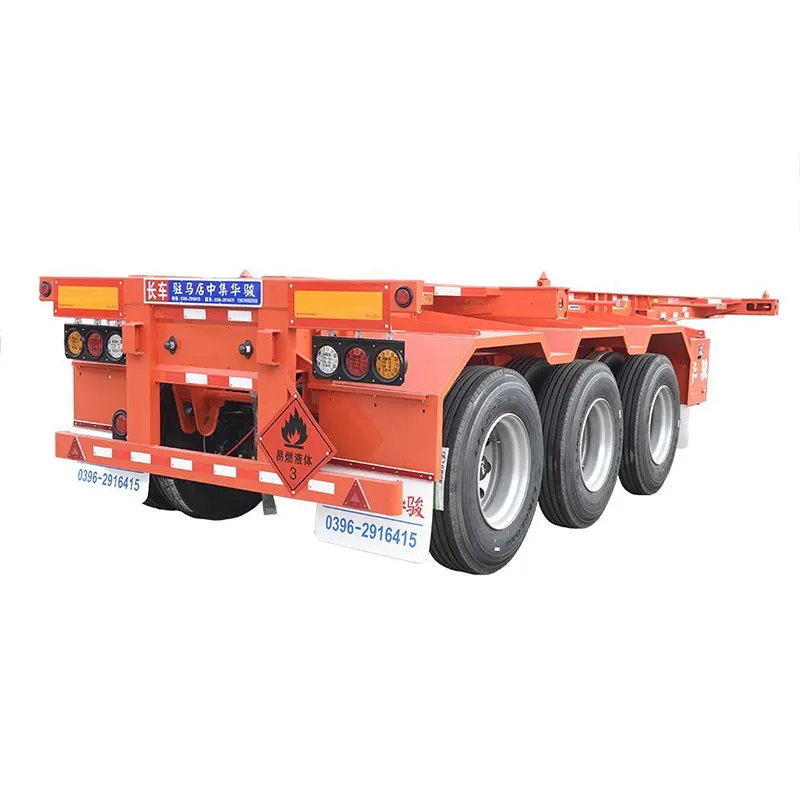 China Export 2/3 Axles 40 ft 20 ft Container Chassis Skeleton Semi Trailer for sale