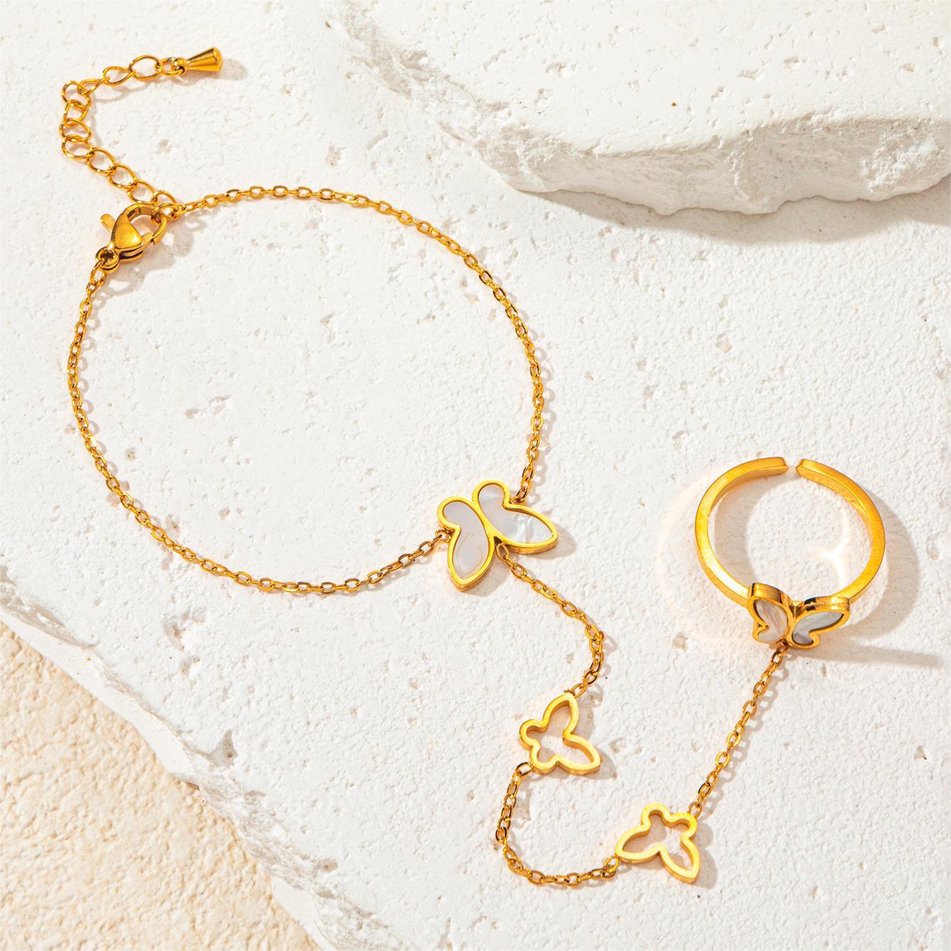 Bracelet en acier de doigt de papillon de coquille de titane