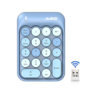 Teclado inalámbrico AK18 Mini 2,4G, periférico numérico azul, Circular, externo, para la contabilidad financiera