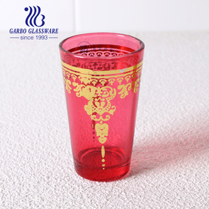 Moroccan Style New Design Glass Teacup Set Full Color Spraying Glass <strong>Cup</strong> With Gold Decal Printing <strong>5oz</strong> 140ml 12PCS Teacup Set - Product Image 5