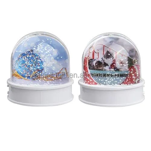 Snow globe photo frame ball dome with glitter mirror plastic snow globe with frame