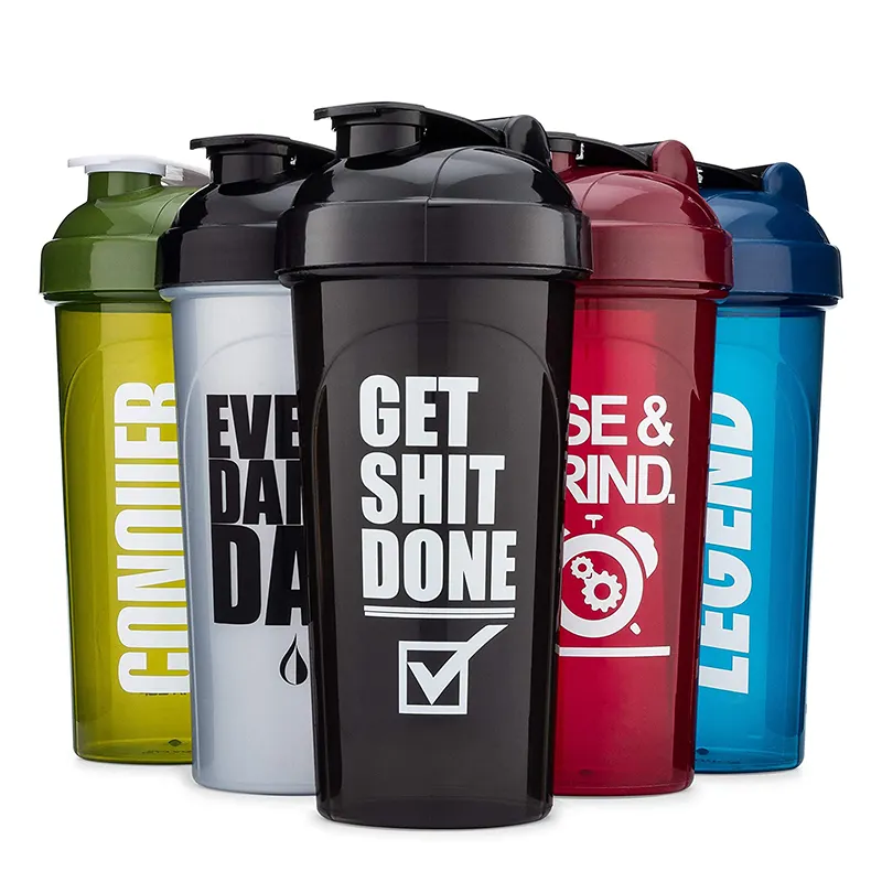 En gros gym fitness sport sans bpa en plastique épice logo personnalisé gym vide paillettes protéine shaker bouteille