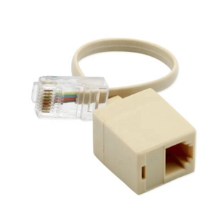 8P4C RJ45男性から6P4C RJ11女性電話銅アダプターケーブルフラットタイプ電気通信用PVCジャケット付き - Product Image 1