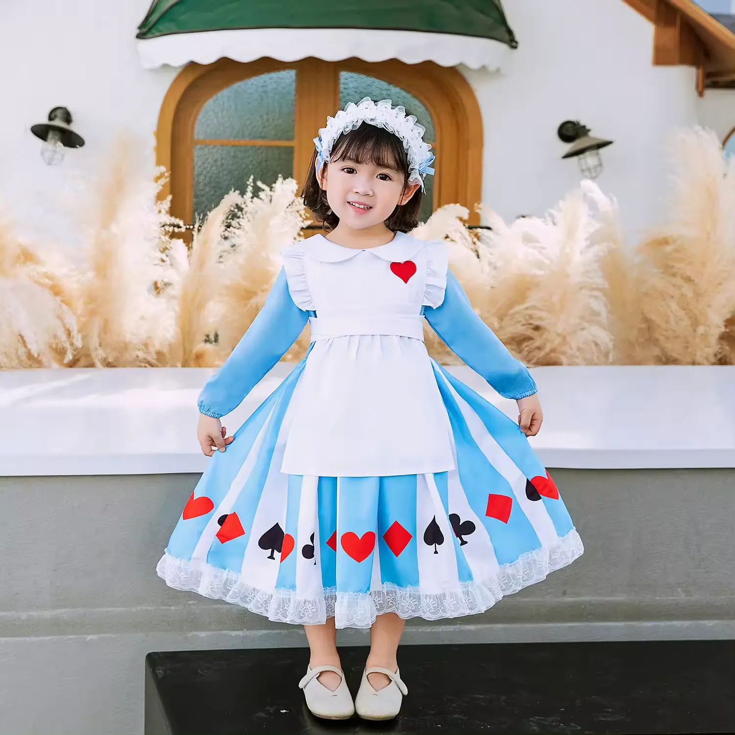 Vestido de princesa Alice de mangas compridas para meninas, Lolita, novo design, trajes infantis para festa de aniversário, novidade de 2024, novidade para meninas, novo design, novidade de 2024